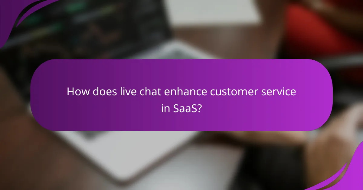 How does live chat enhance customer service in SaaS?